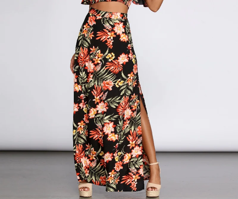 Hot Tropics Side Slit Skirt