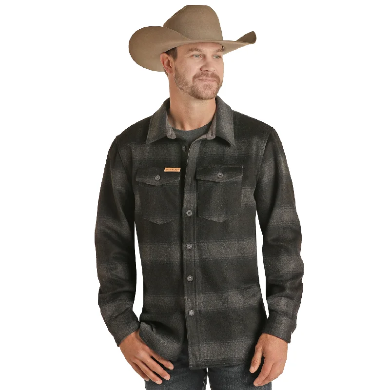 Powder River Outfitters® Men's Black Wool Shirt Jacket PRMO92RZZ4-02