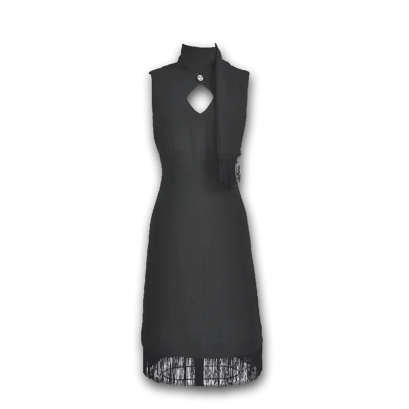 J. Peterman Women's Keyhole Flapper Dress with Scarf - Black