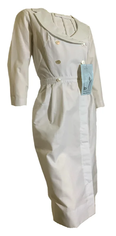 Crisp White Curve Conscious Nurse Uniform with Bow circa 1960s