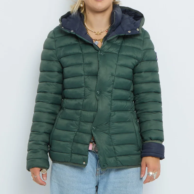 High Neck Popper  Fitted Quilted Jacket- UK 8