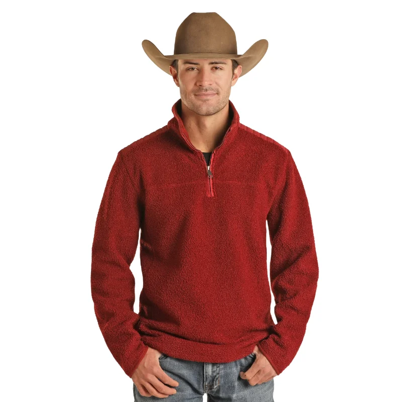 Powder River Outfitters Men's Teddy Berber Burgundy Pullover DM91C01904