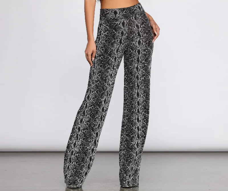 Glitter Snake Print Pants