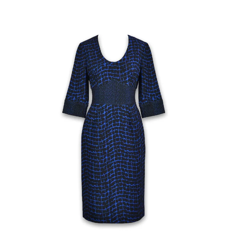 J. Peterman Women's Chain Print Dress with Pockets - Blue