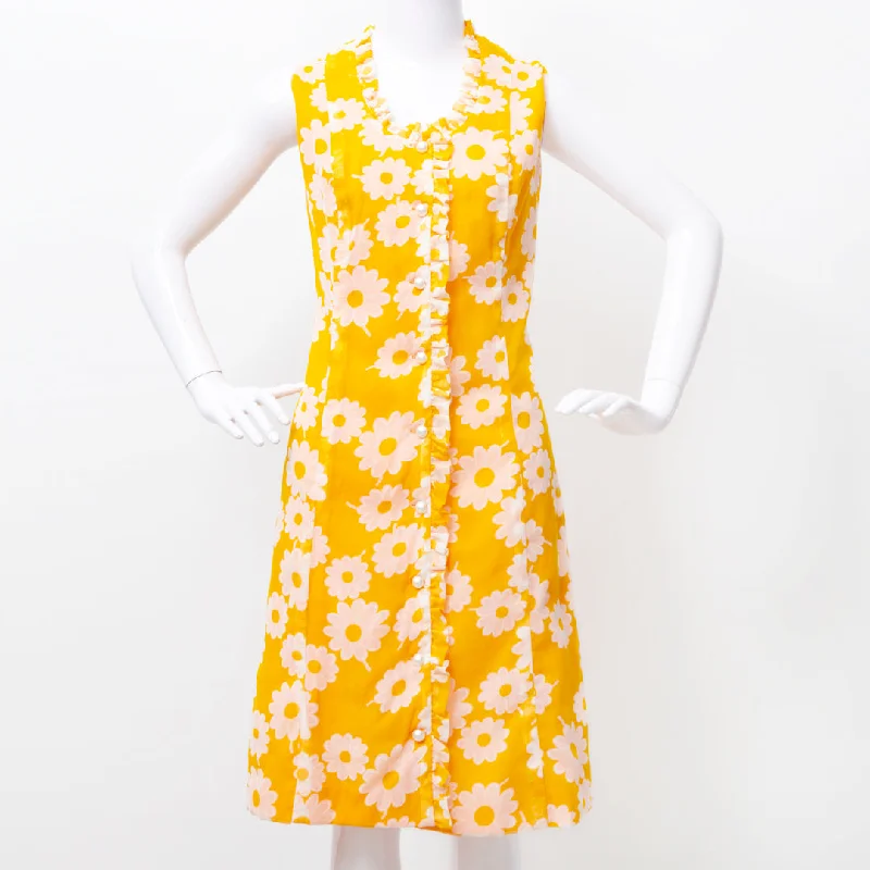 HAPPY YOLK YELLOW 60S POP FLOWERS SHIFT DRESS