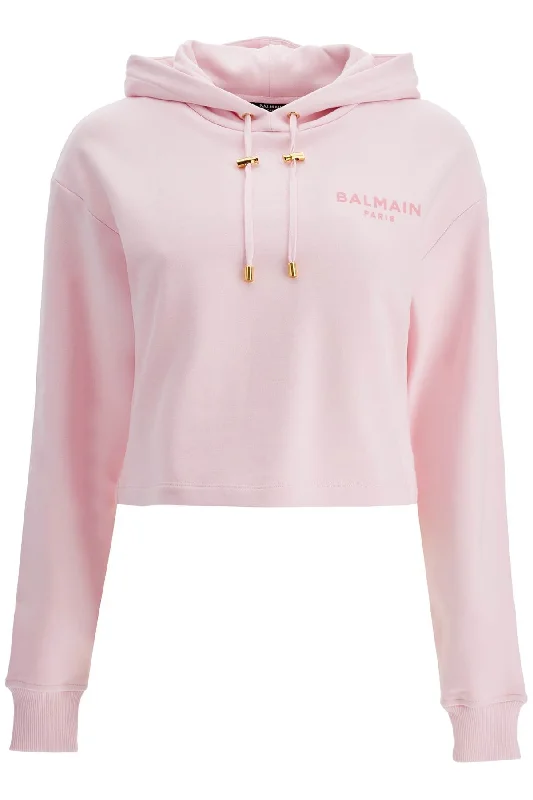 Cropped Hoodie With Hood.  - Pink