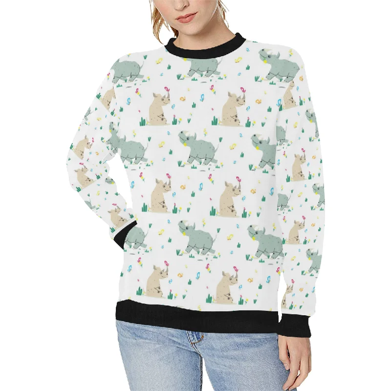 Cute Rhino pattern Women's Crew Neck Sweatshirt