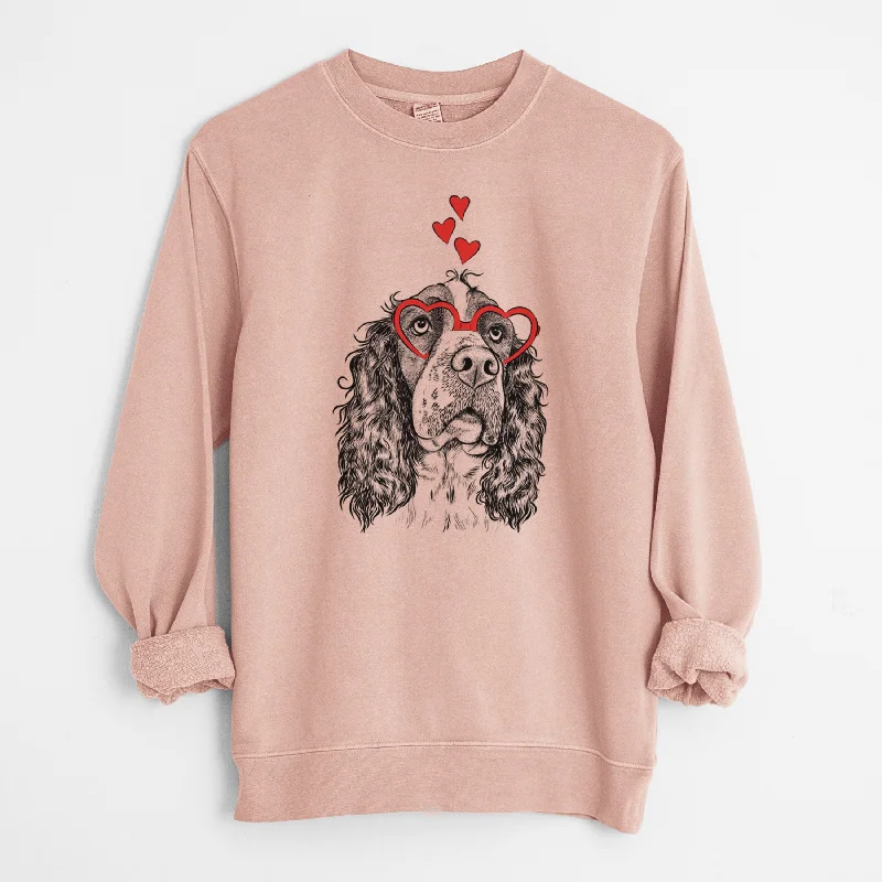 Valentine Millie Mae the English Springer Spaniel - Unisex Pigment Dyed Crew Sweatshirt