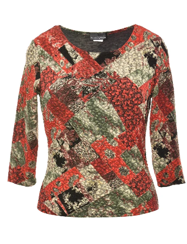 Long Sleeved Printed Top - M