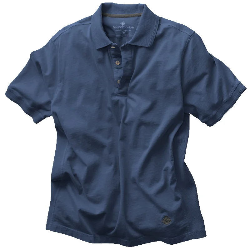 Territory Ahead Men's Tall Short Sleeve Jersey Cotton Polo in Dark Denim - Tall