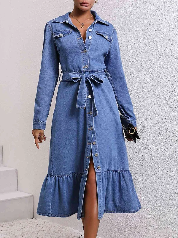 "Prissy" Button Down Denim Dress