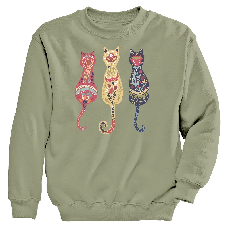 Folksy Cat Women's Crew Neck Sweatshirt