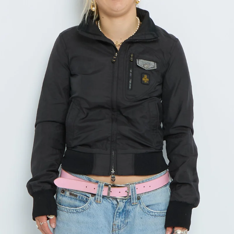 Cropped Pocket  Waterproof Bomber Jacket- UK 6