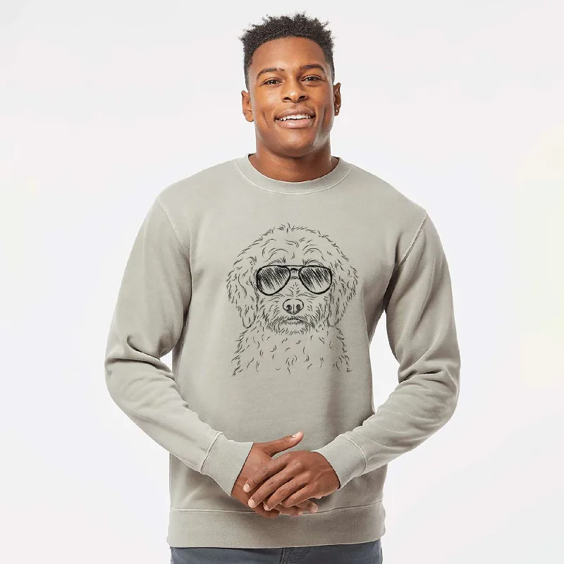 Aviator Teddy the Labradoodle - Unisex Pigment Dyed Crew Sweatshirt