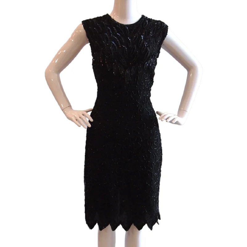 Silent Stunner Black Sequinned  Cocktail Dress