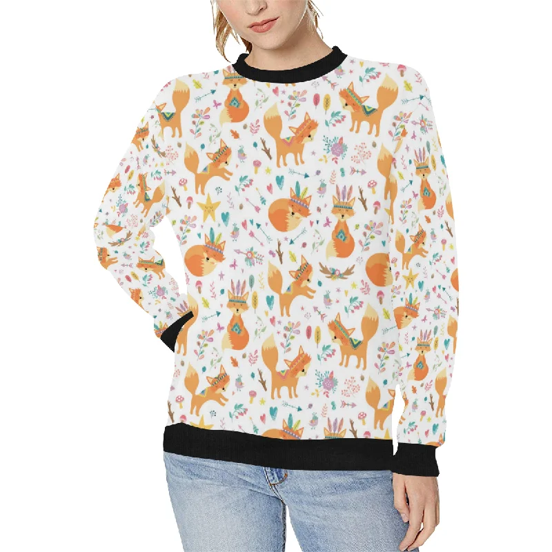 cute tribal fox pattern Women's Crew Neck Sweatshirt