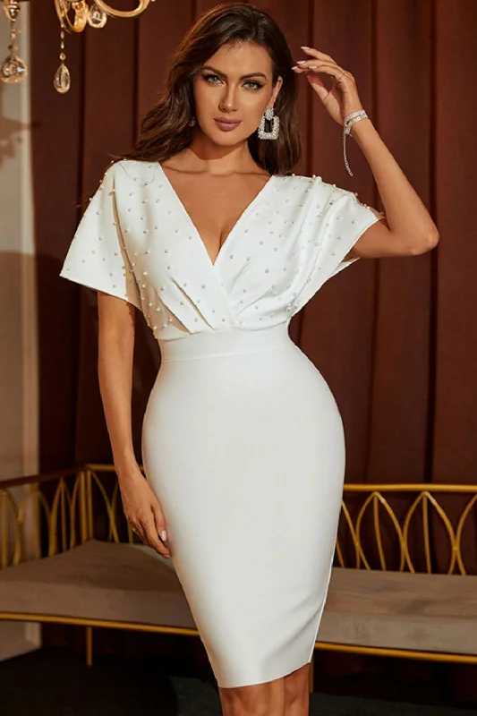 " The Dolmen Girl" Sleeve Surplice Bodycon Dress