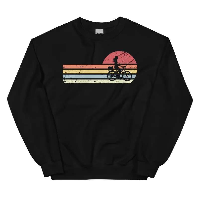 Sonne und Retro Linies - Frau Radfahren - Sweatshirt (Unisex)