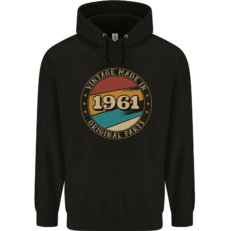 63rd Birthday  Vintage Made In 1961 Mens 80% Cotton Hoodie