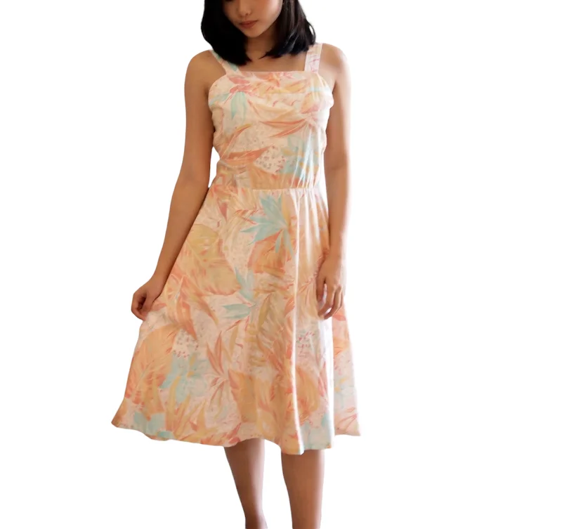 Vintage Pastel Orange Colorwash Floral Dress