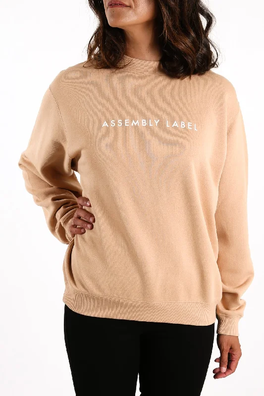 Logo Fleece Womens Taupe/White