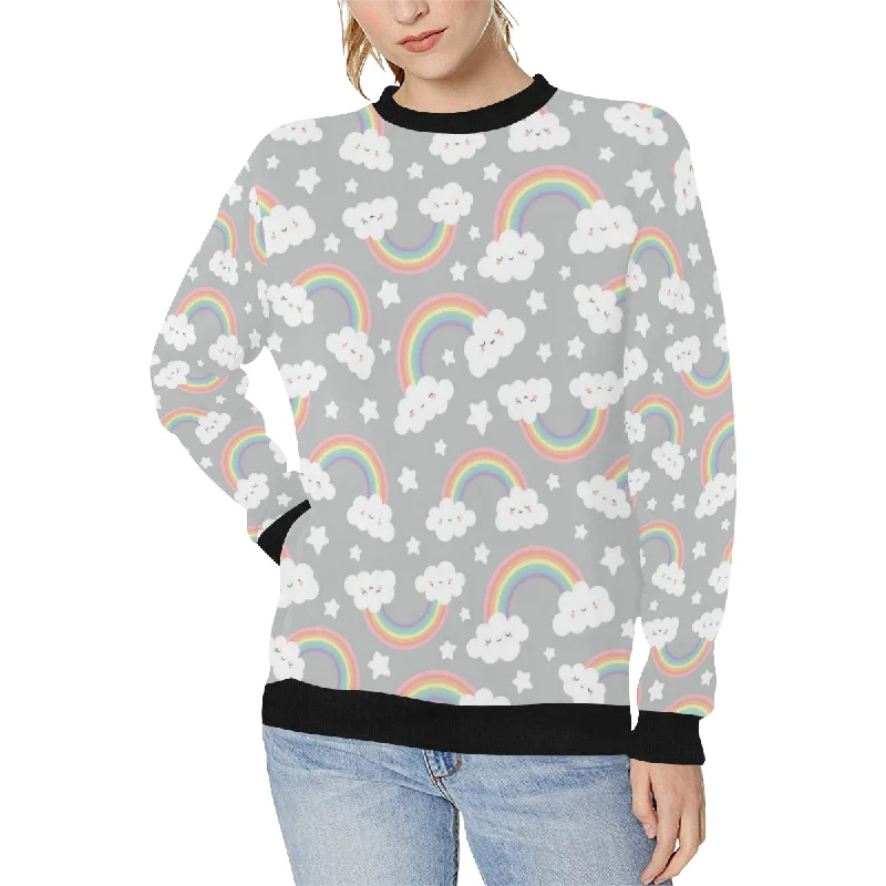 Cute rainbow clound star pattern Women's Crew Neck Sweatshirt