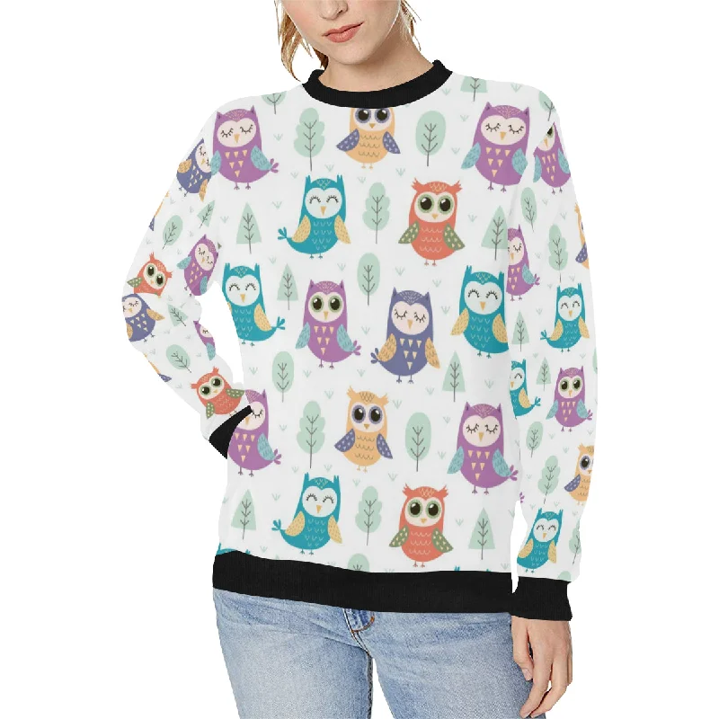 Cute owl pattern Women's Crew Neck Sweatshirt