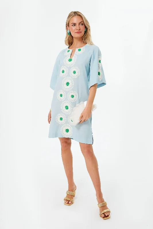 Light Blue Charming Mini Aster Caftan