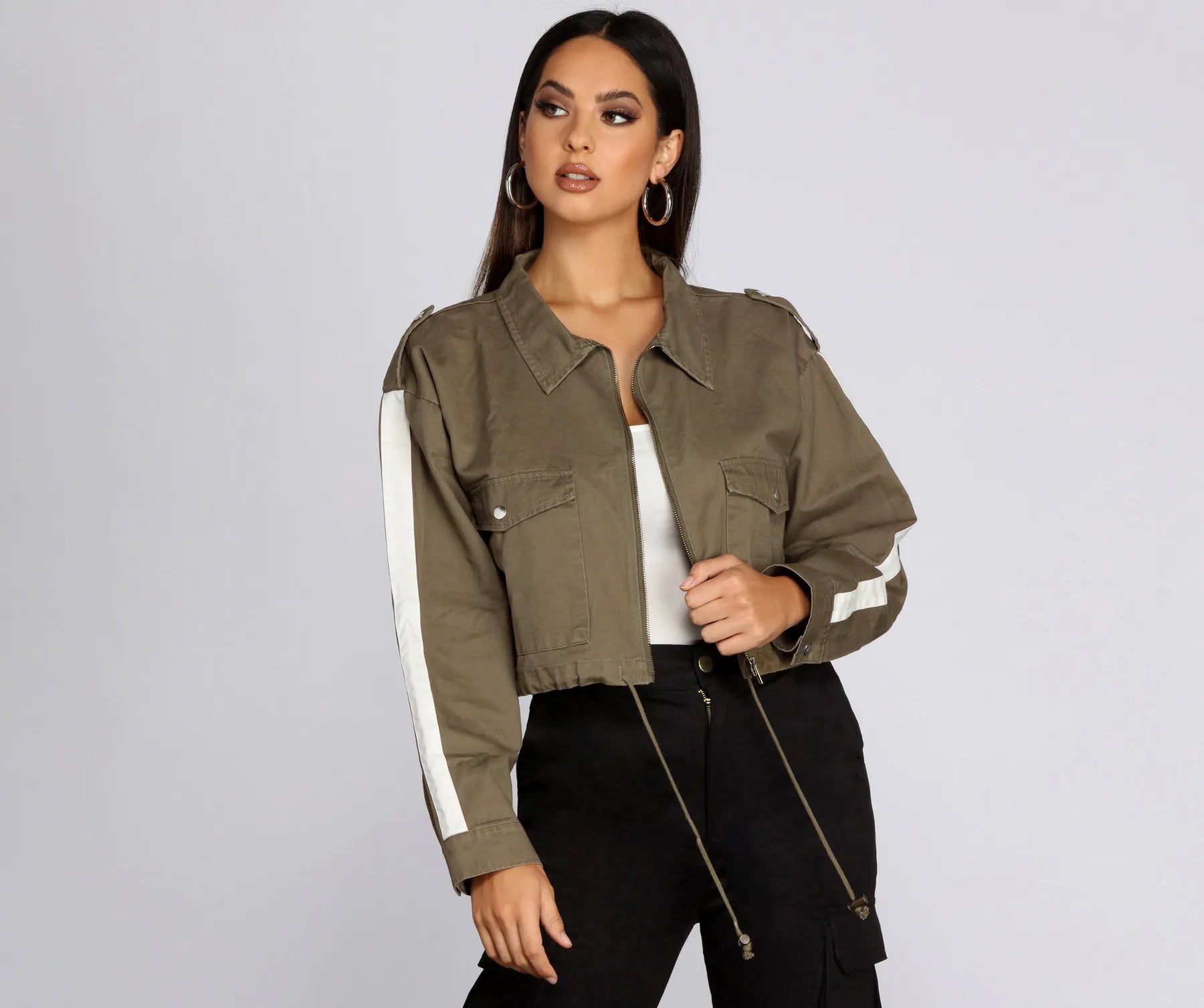 Cropped Cargo Utility Jacket