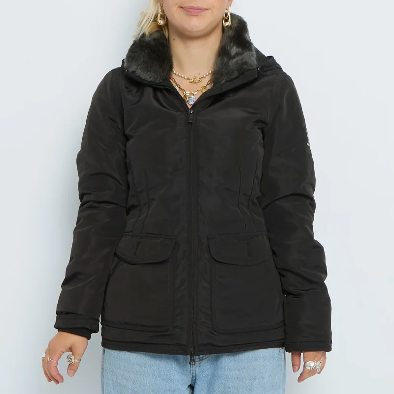 Faux Fur Trim Waterproof Lightweight Jacket- UK 8