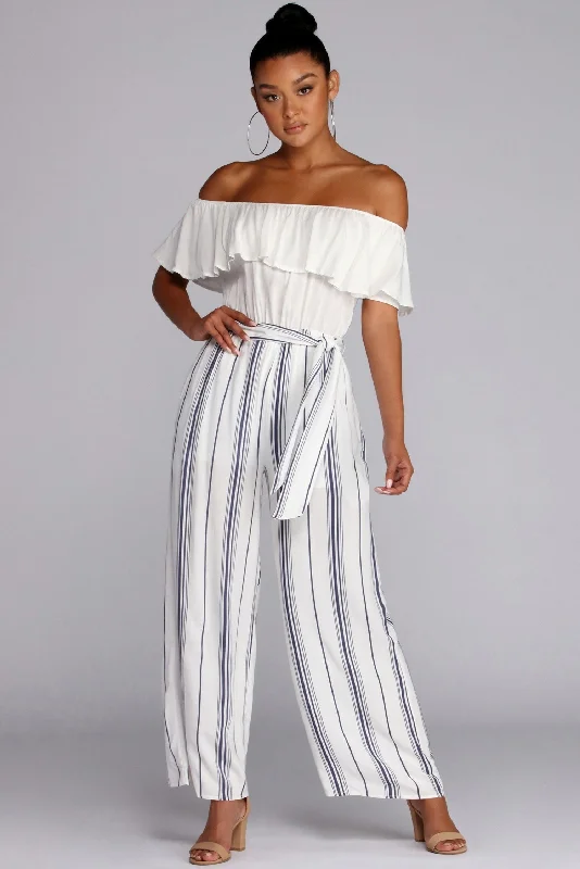 Fluttery Feels Striped Jumpsuit