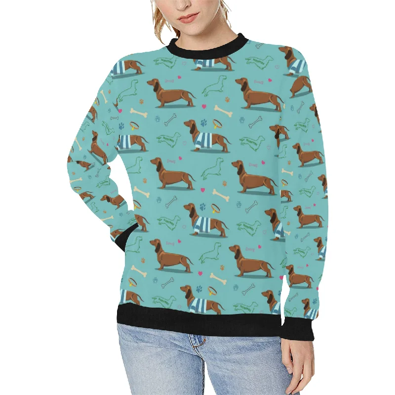 Dachshund decorative background Women's Crew Neck Sweatshirt