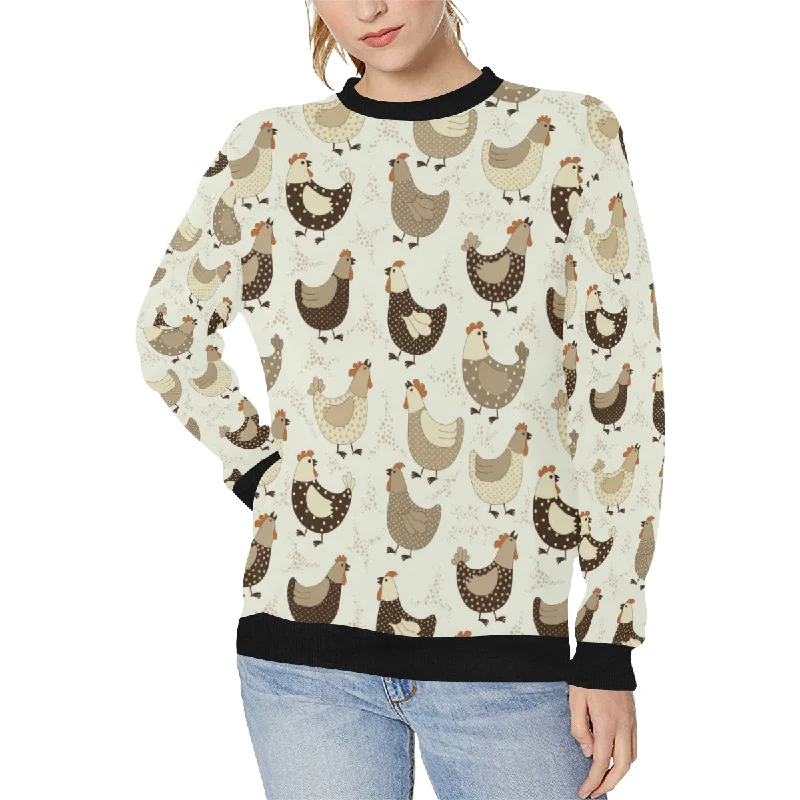 Cute rooster chicken cock Women's Crew Neck Sweatshirt