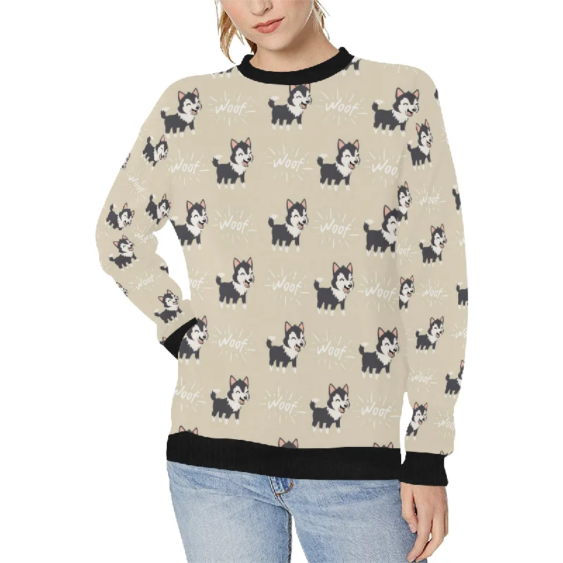 Cute Siberian Husky Women's Crew Neck Sweatshirt