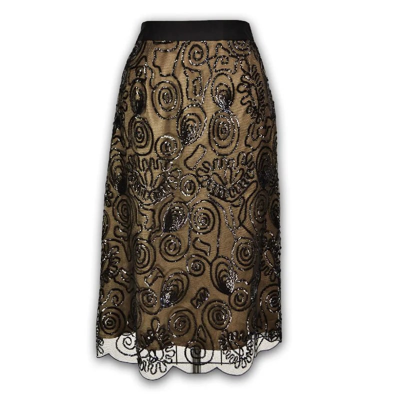 J. Peterman Women's Victorian Sequin Overlay Skirt - Black