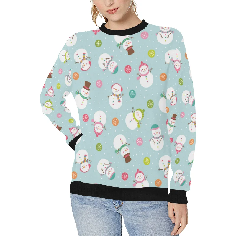 Cute snowman snowflake pattern Women's Crew Neck Sweatshirt