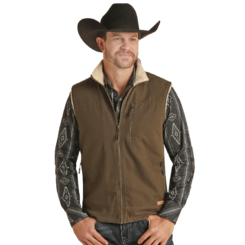 Powder River Outfitters® Men's Brown Cotton Canvas Vest PRMO98RZYS-31