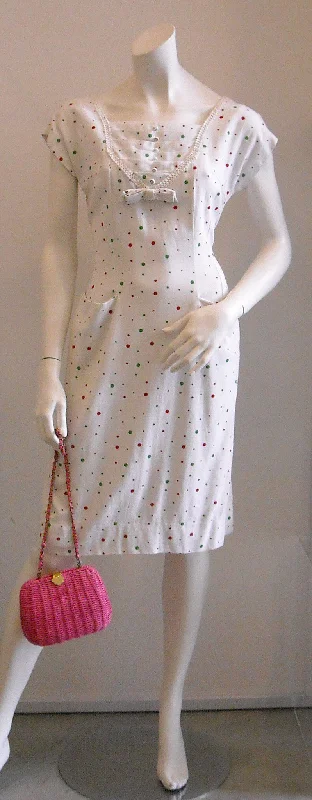 Colorful Bubbling Polka Dots Structured Vintage Dress