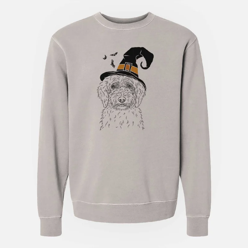 Witch Teddy the Labradoodle - Unisex Pigment Dyed Crew Sweatshirt