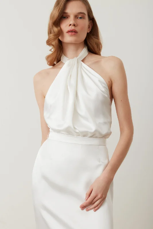 ELONA white backless wedding dress