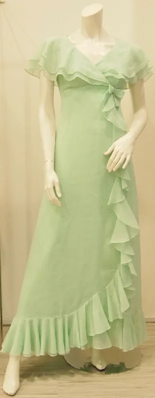 Unruffled Apple Green Maxi 70s Vintage Dress