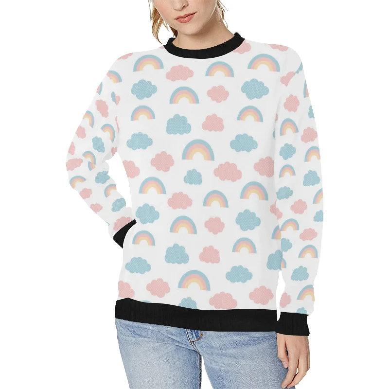 Cute rainbow clound pattern Women's Crew Neck Sweatshirt