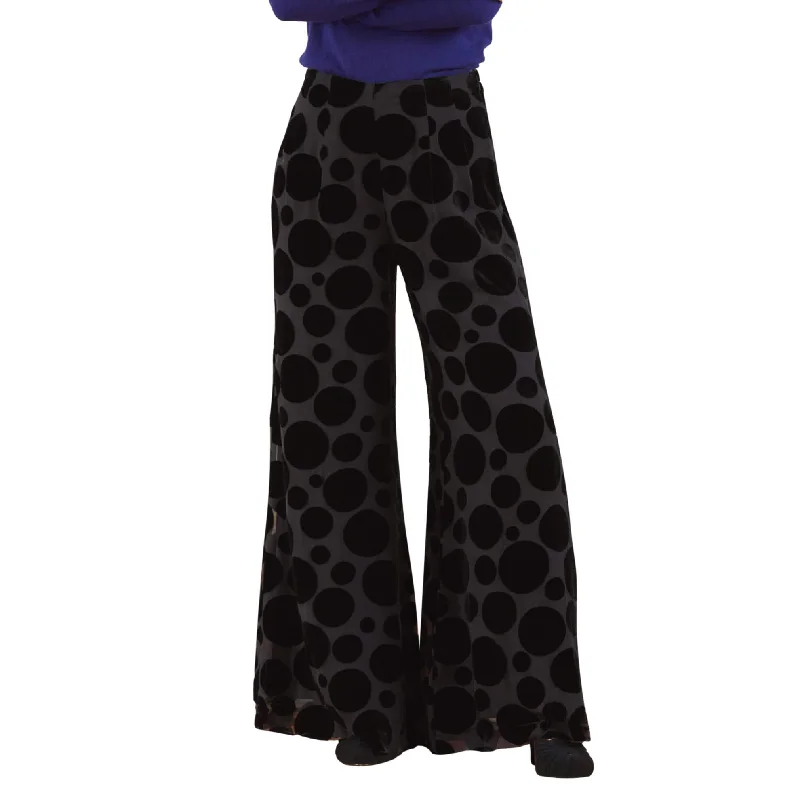 J. Peterman Women's Wide Leg Velvet Palazzo Party Pants - Black