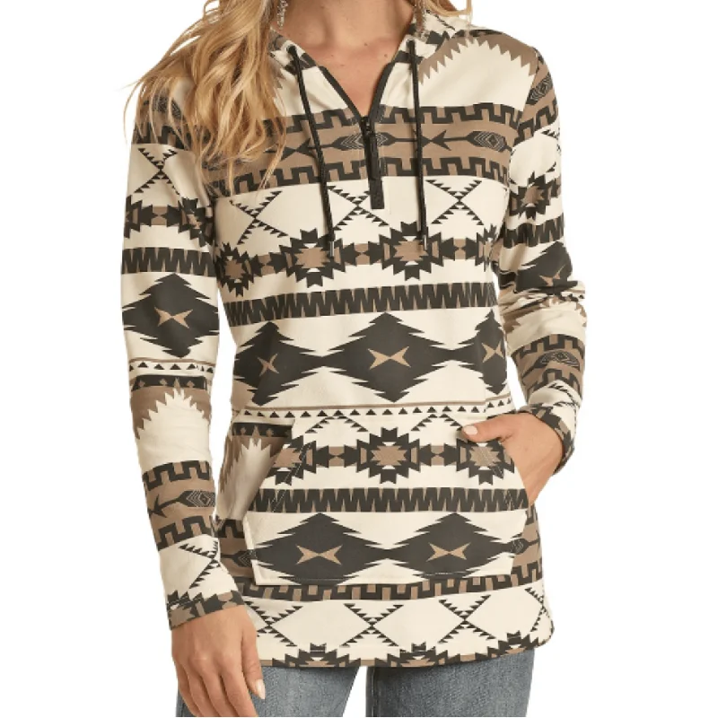 Powder River Outfitters® Ladies Tan Aztec Knit Hoodie PRWO91RZXN-12