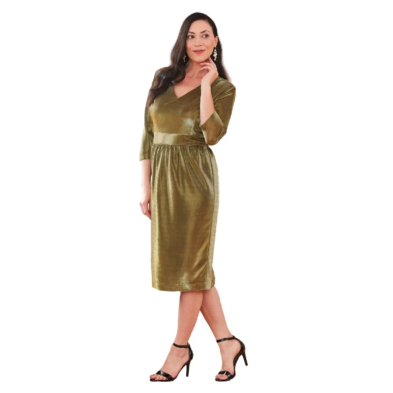 J. Peterman Women's Modern Fit Vintage Lame Dress in Gold