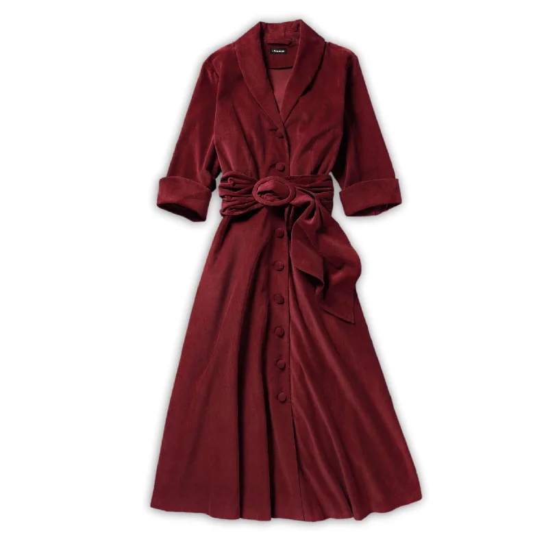 J. Peterman Women's 1940's Corduroy Dress in Cabernet