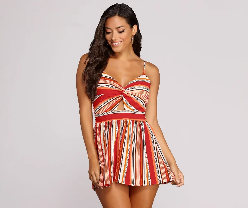 Short Story Striped Romper