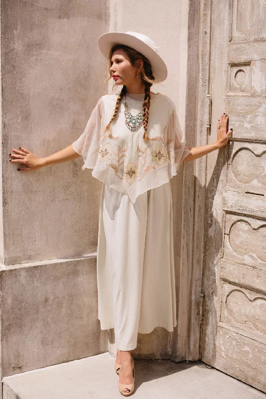 70s beaded chiffon maxi