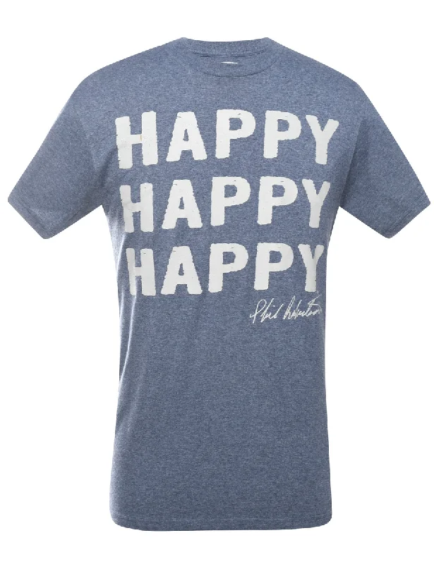 2000s Happy Printed T-shirt - M