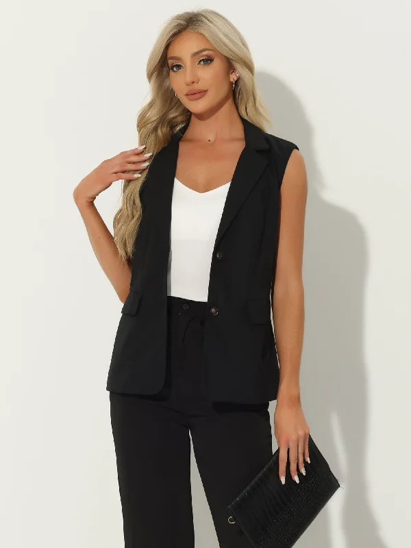 Sleeveless Business Casual Linen Work Office Suit Vest Jacket